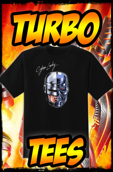 ROBOCOP VS. TERMINATOR - CYBER LUCKY - NEW POP TURBO TEE!