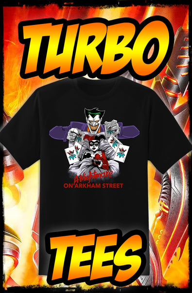 JOKER & HARLEY - NIGHTMARE ON ARKHAM STREET - NEW POP TURBO TEE!