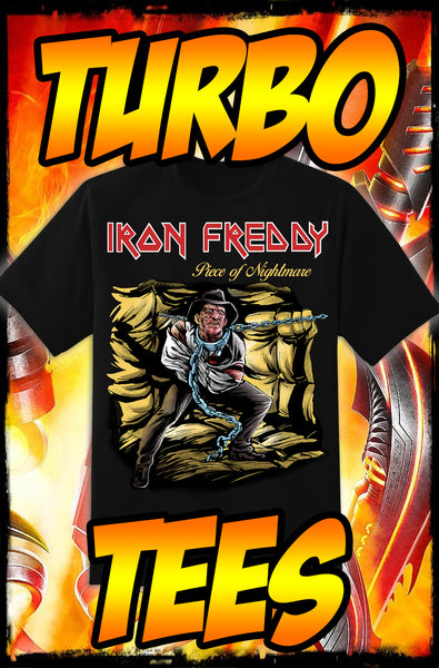 IRON FREDDY - NIGHTMARE ON ELM STREET & IRON MAIDEN - HEAVY METAL TURBO TEE!