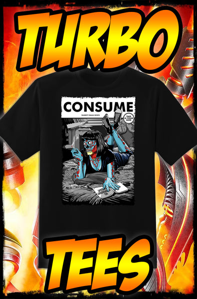 THEY LIVE - CONSUME / PULP FICTION - NEW POP TURBO TEE!