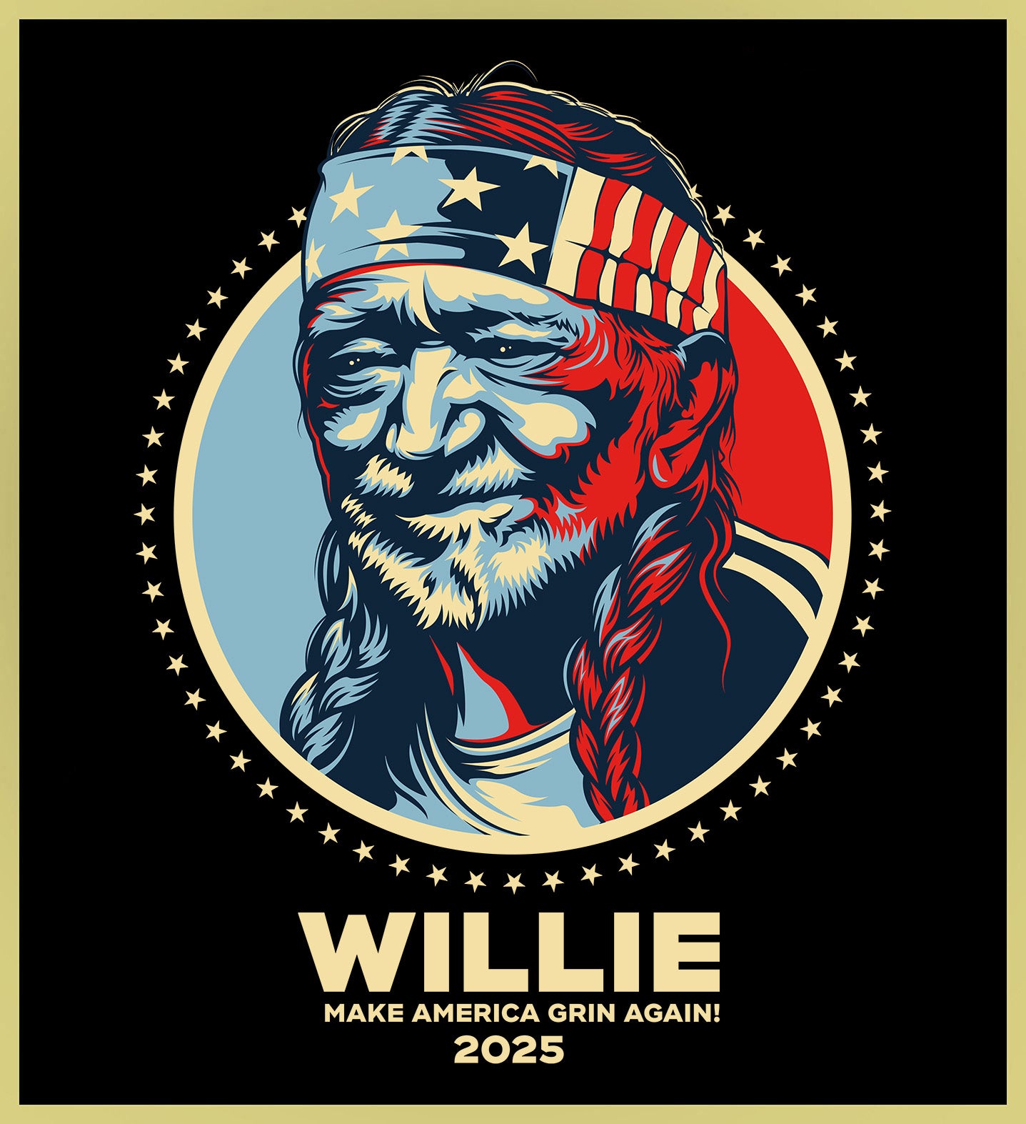 WILLIE NELSON - MAKE AMERICA GRIN AGAIN - TURBO TEE!