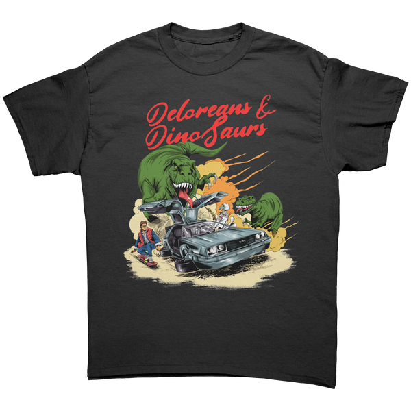 BACK TO THE FUTURE - DELOREANS & DINOSAURS - NEW POP TURBO TEE!