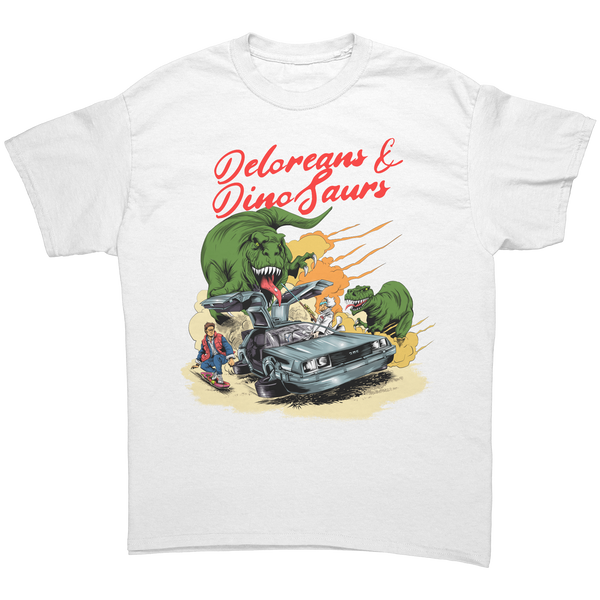 BACK TO THE FUTURE - DELOREANS & DINOSAURS - NEW POP TURBO TEE!