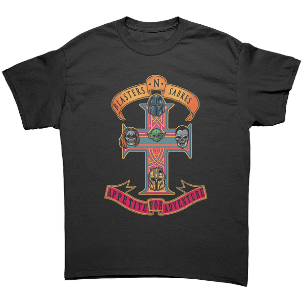 MANDALORIAN - BLASTERS N' SABRES - HEAVY METAL TURBO TEE!