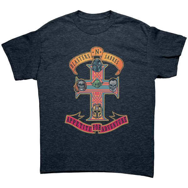 MANDALORIAN - BLASTERS N' SABRES - HEAVY METAL TURBO TEE!