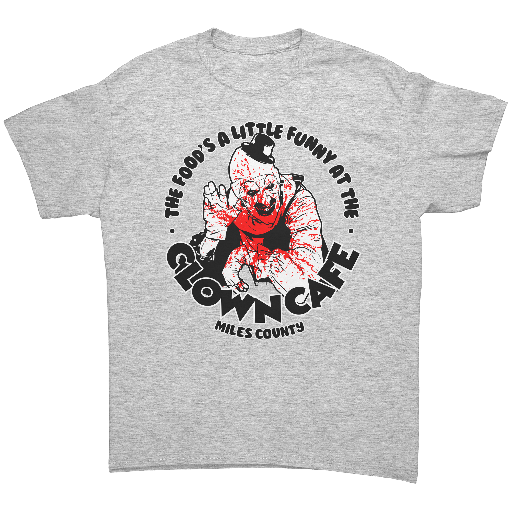 TERRIFIER_-_CLOWN_CAFE_-_NEW_POP_TURBO_T_Ash_Grey_Front_Mockup.png