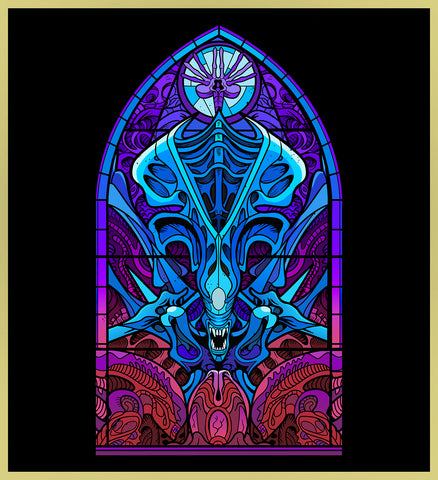 ALIEN - TEMPLE OF CREATION - STAINED GLASS - NEW POP TURBO TEE!