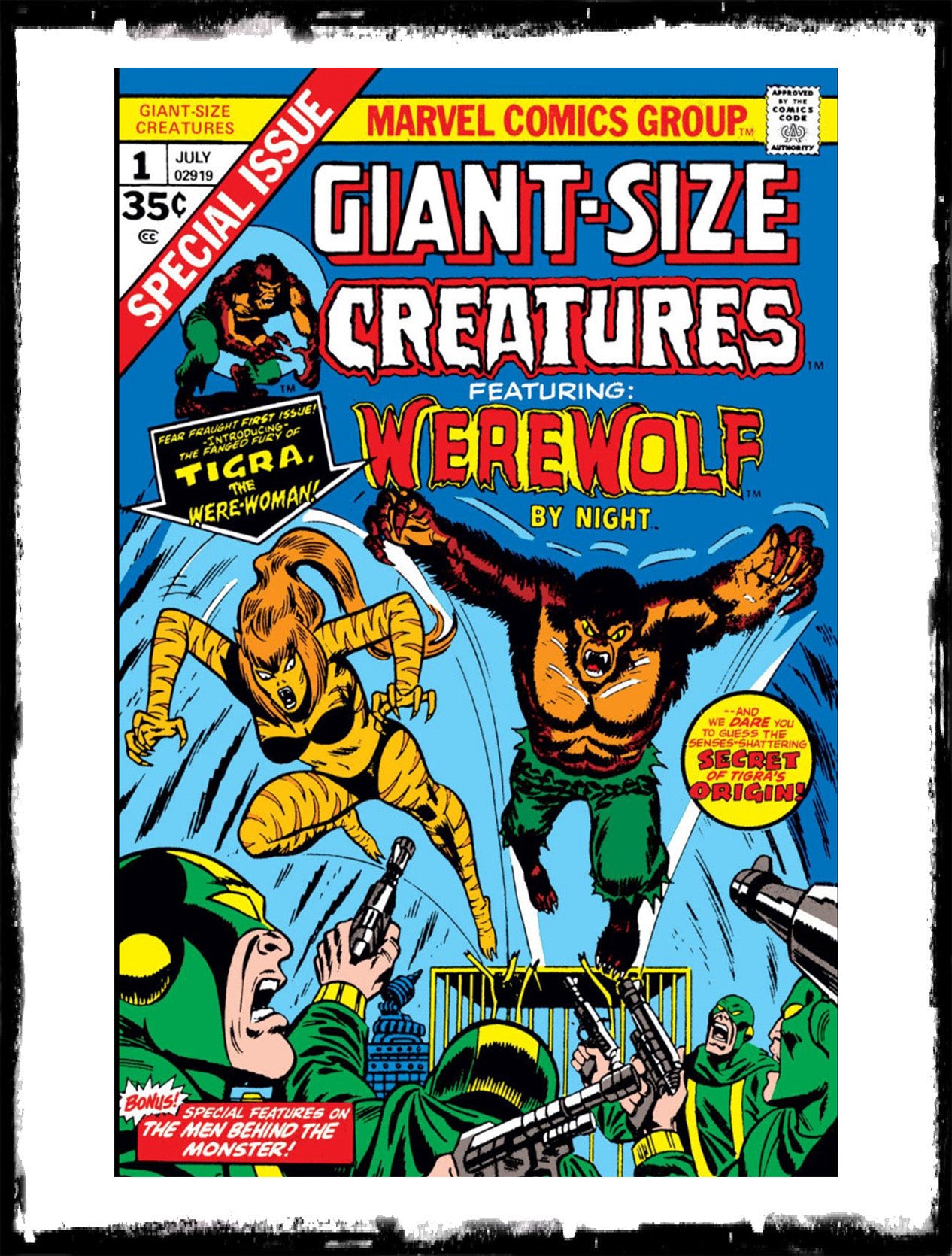 GIANT-SIZE CREATURES - #1 FEAT WEREWOLF BY NIGHT & 1ST APP OF TIGRA (1974 - FN)