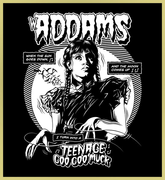 WEDNESDAY ADDAMS - TEENAGE GOO GOO MUCK / THE CRAMPS - TURBO TEE!