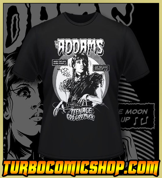 WEDNESDAY ADDAMS - TEENAGE GOO GOO MUCK / THE CRAMPS - TURBO TEE!