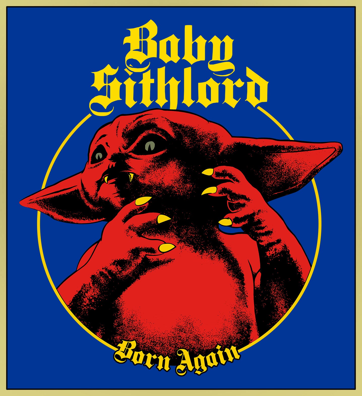 BABY SITHLORD - BLACK SABBATH / GROGU (BORN AGAIN BLUE) - HEAVY METAL TURBO TEE!