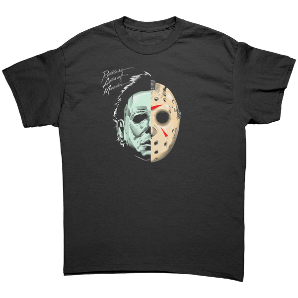 JASON VOORHEES & MICHAEL MYERS - 'RUTHLESS ACTS OF MURDER' - NEW POP TURBO TEE!