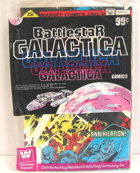 BATTLESTAR GALACTICA - #1-3 ISSUES IN STILL SEALED WHITMAN VARIANT BAG (1979 - VF+/NM)